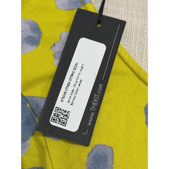 NEW The Kit Daniel Vosovic Jamie Citrus Orchids Cotton Jersey Bamboo Dress XL - Picture 2 of 2